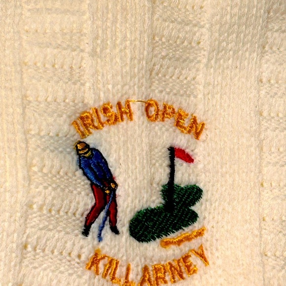 VINTAGE 90s Irish Killarney Open Quill's Woollen Market Ireland Acrylic Sz L - Picture 2 of 4